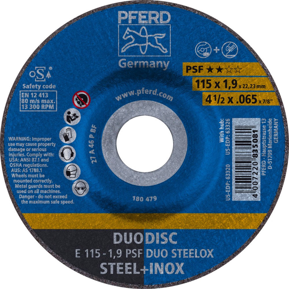 Круг универсальный PFERD EHT 115-1.9 PSF DUO STEELOX