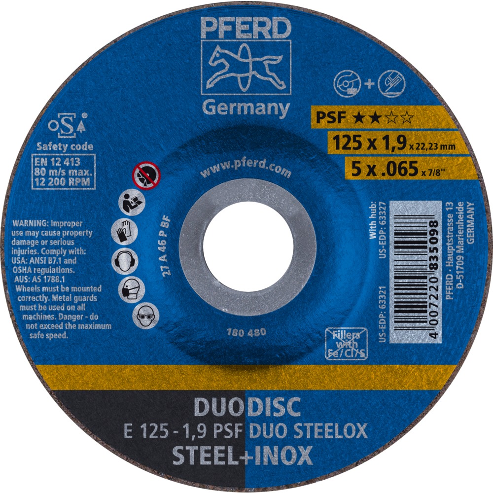 Круг универсальный PFERD EHT 125-1.9 PSF DUO STEELOX