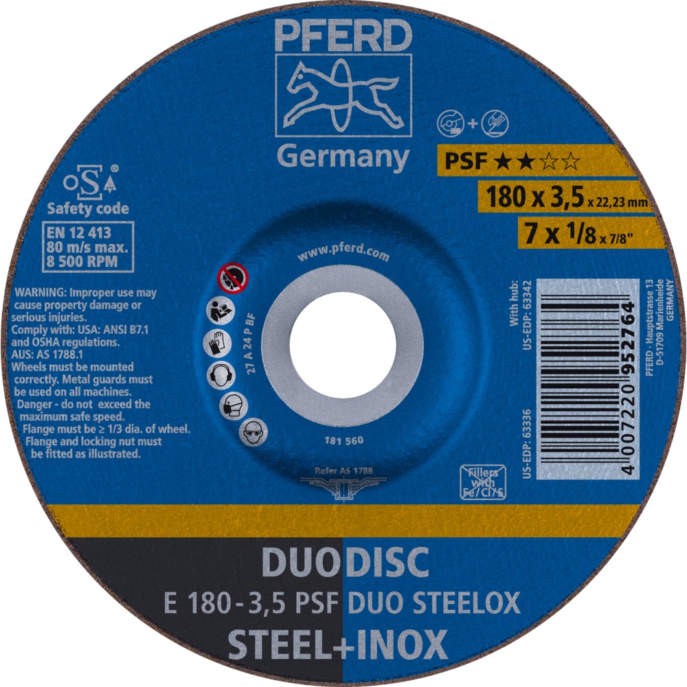 Круг универсальный PFERD EHT 180-3.5 PSF DUO STEELOX
