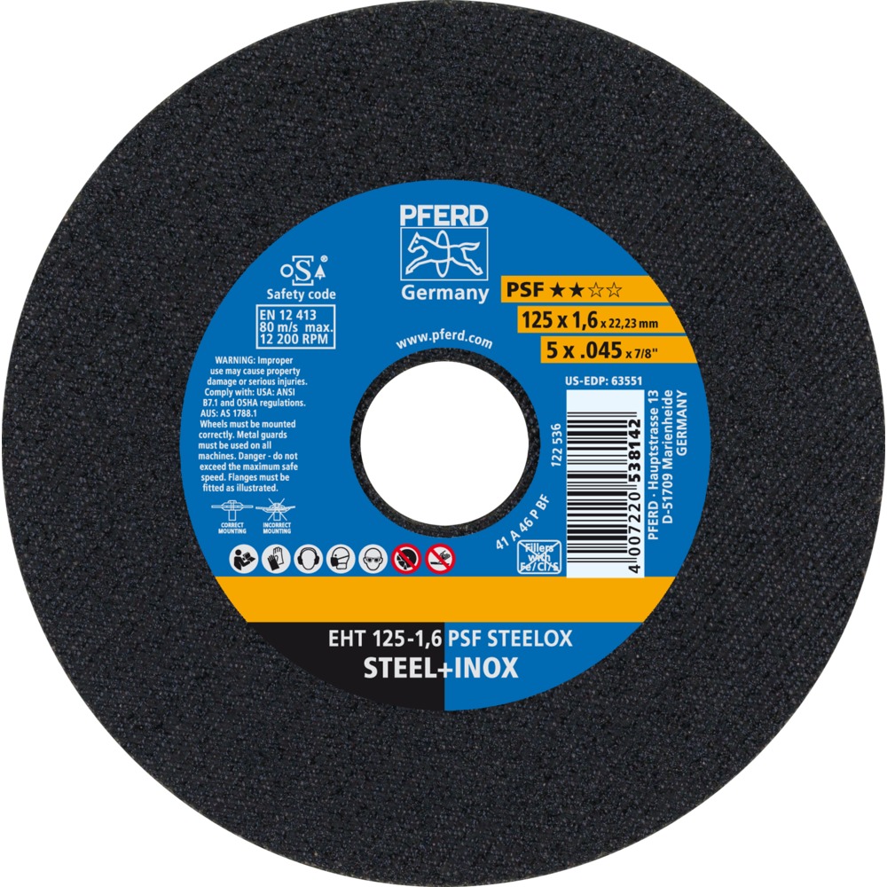 Круг отрезной PFERD EHT 125 PSF STEELOX