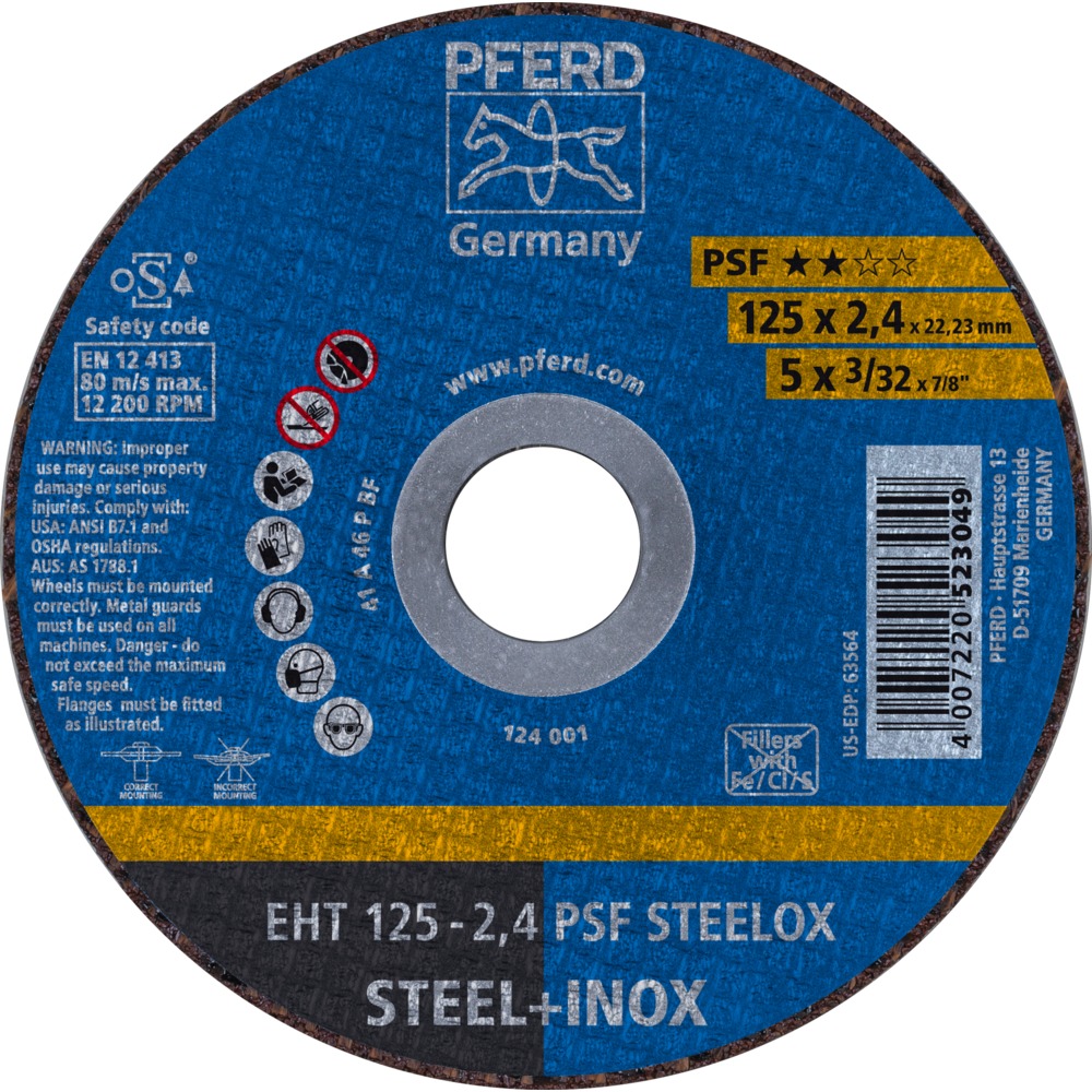 Круг отрезной PFERD EHT 125 PSF STEELOX