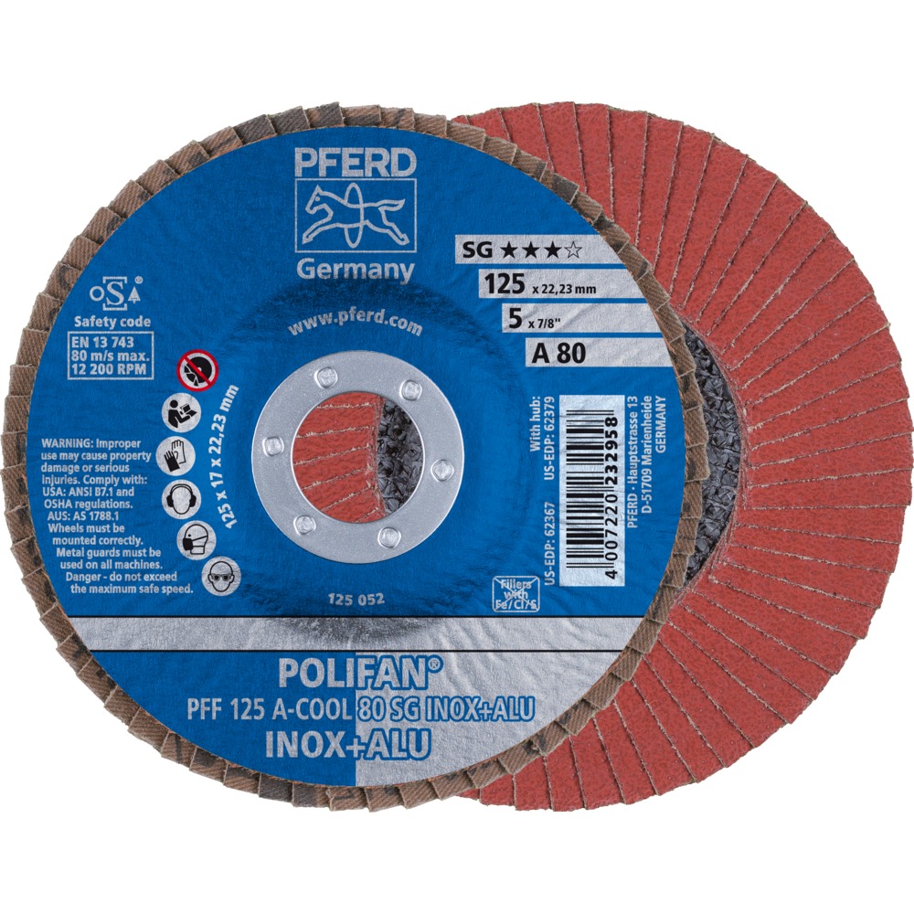 Лепестковый шлифовальный круг PFERD PFC A-COOL SG INOX+ALU 125