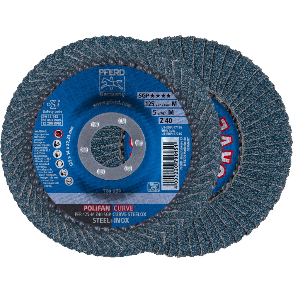 Лепестковый шлифовальный круг PFERD PFR 125 M Z 40 SGP-CURVE