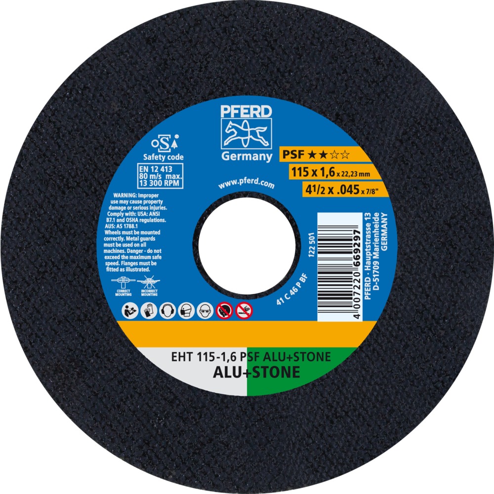 Круг отрезной PFERD EHT 115-1.6 PSF ALU STONE